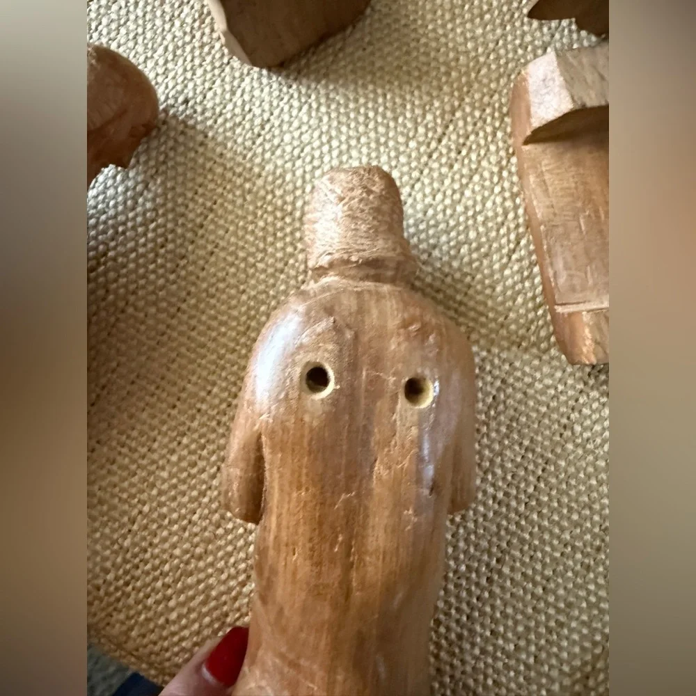Hand-Carved Wooden Nativity Set – Rustic Figures, READ Description - Picture 3 of 5